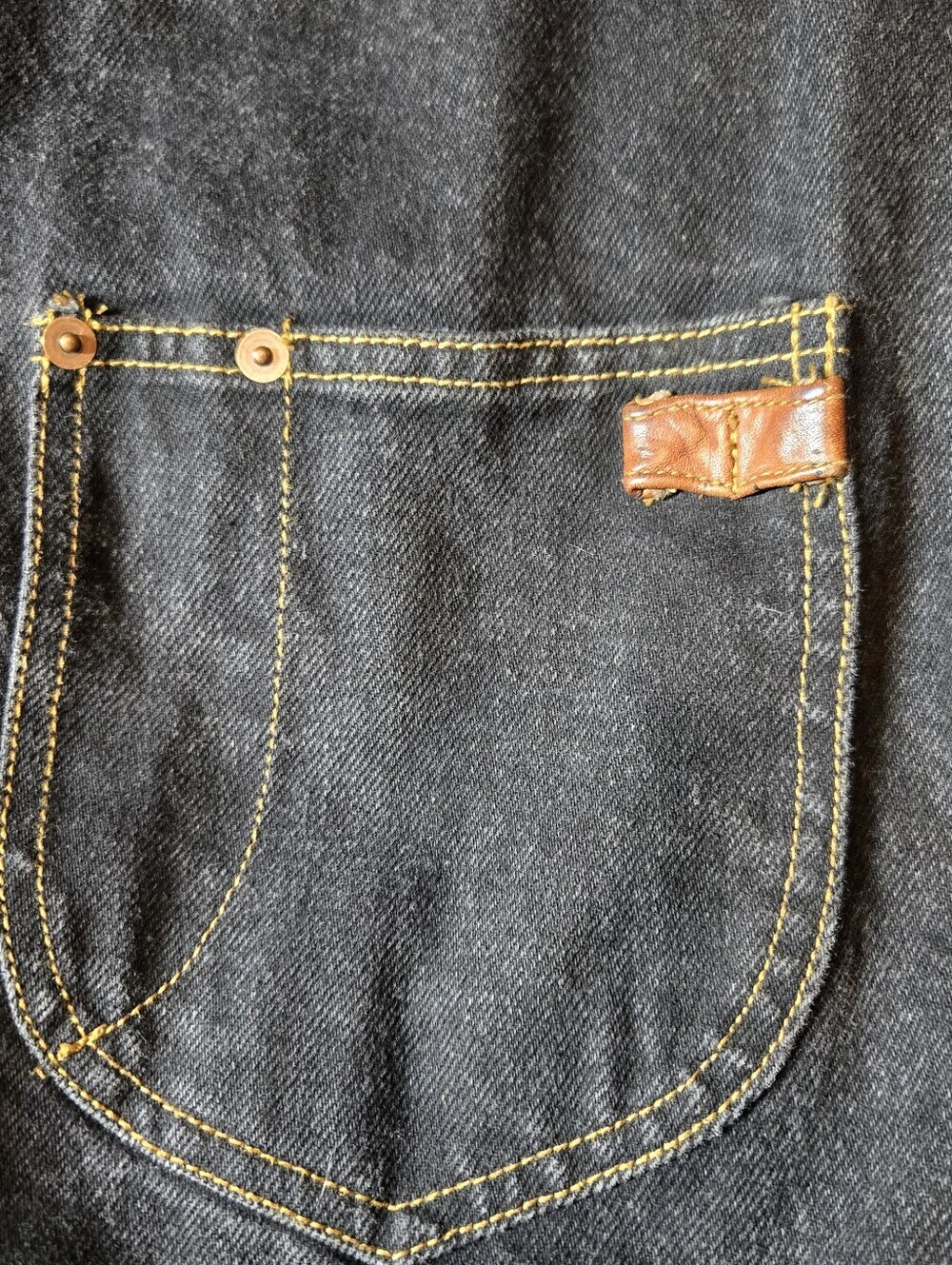 Vintage B. Free Men's Denim With Leather Trim Jacket Size XL Black & Tan - Picture 7 of 16